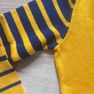 Meister Retro Ski Sweater with Navy Striped Sleeves